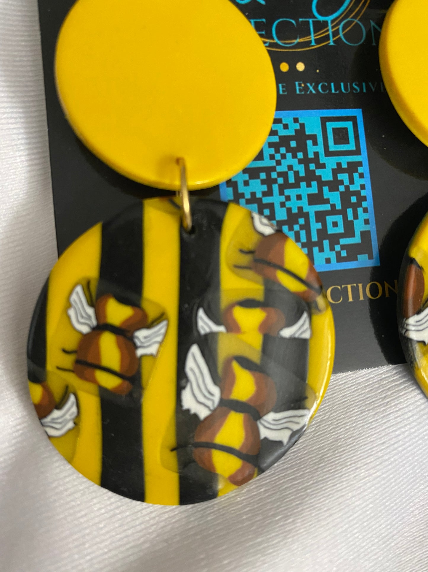 Handmade Bumble Bee Dangle Pierced Earrings