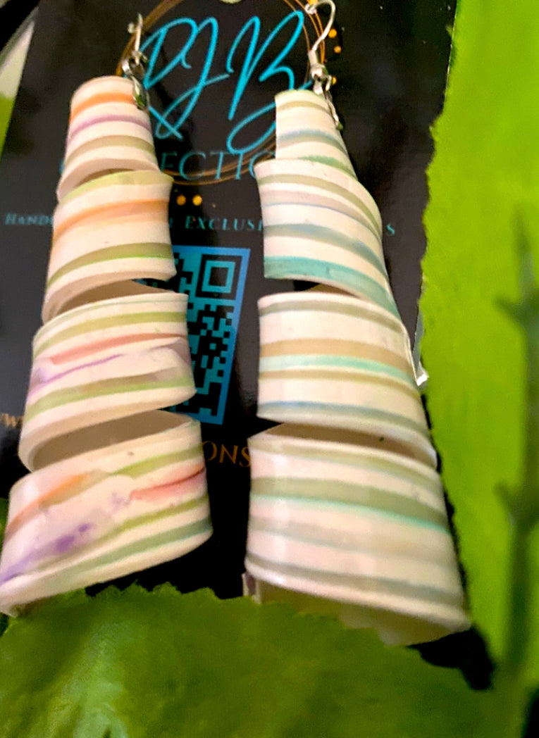 Handmade Glow in the Dark Long Spiral Earrings