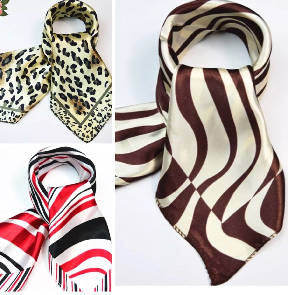 Silk Look Satin Scarf - Various Colors, 20” x 20”