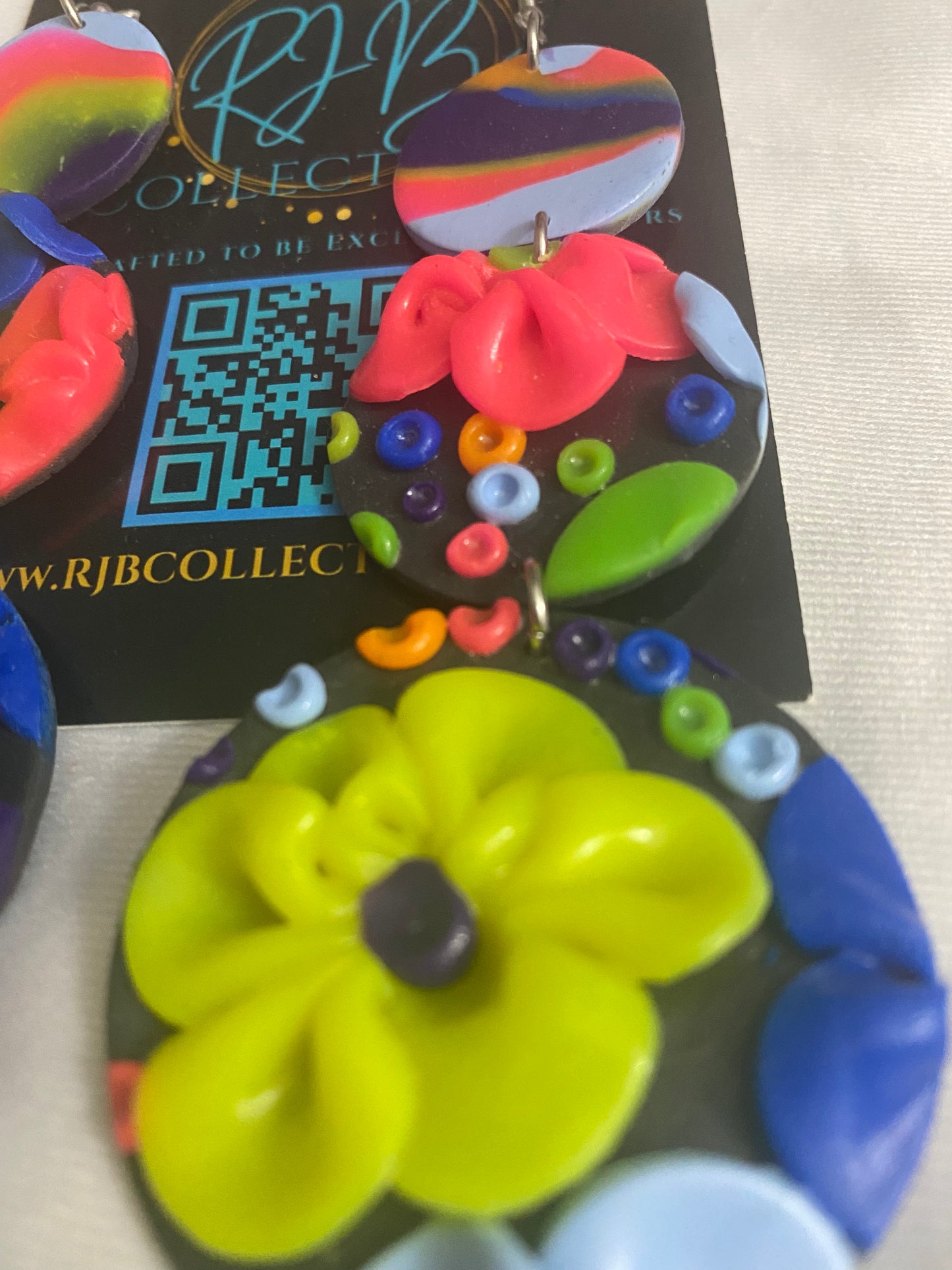 Handmade 3D Floral Dangle Hook Earrings