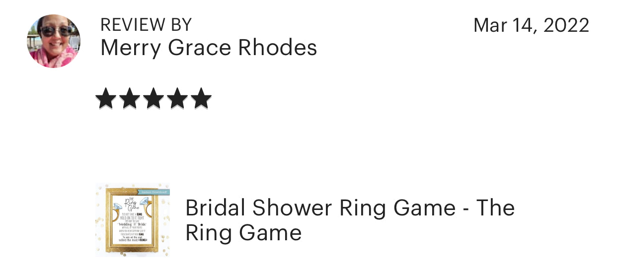 Bridal Shower Ring Game - The Ring Game