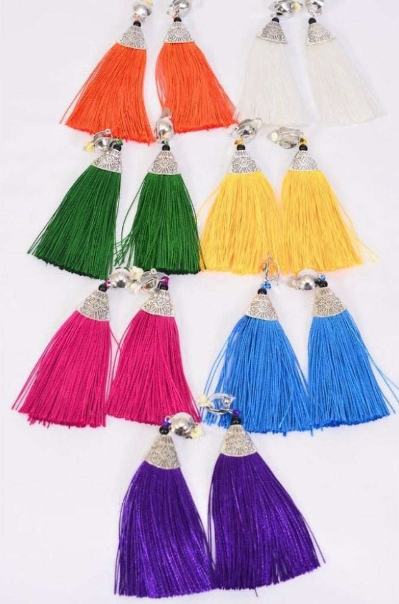 Clip-On Tassel Fringe Earrings