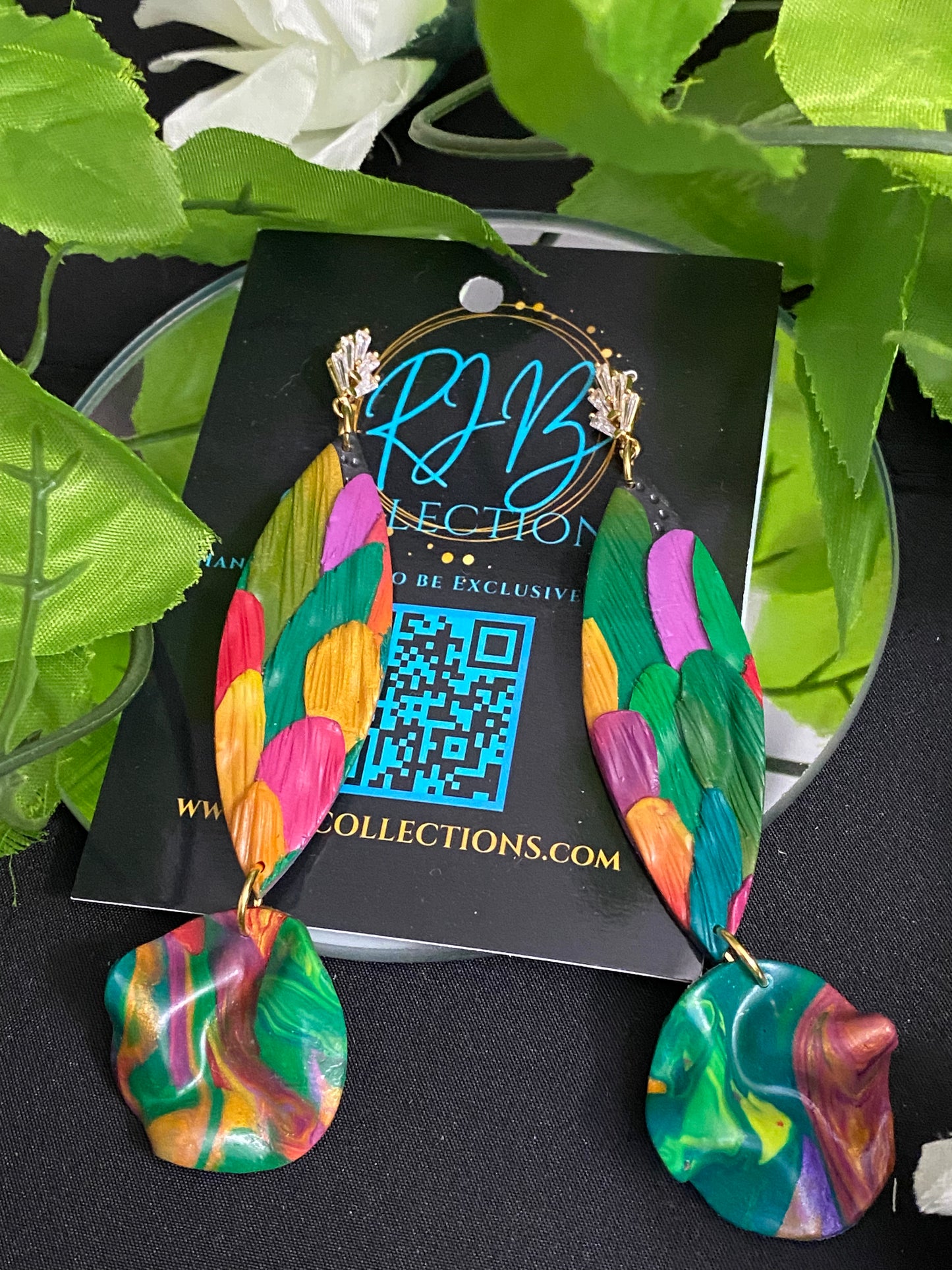 Hand Made Rhinestone Top Peacock Dangled Earrings