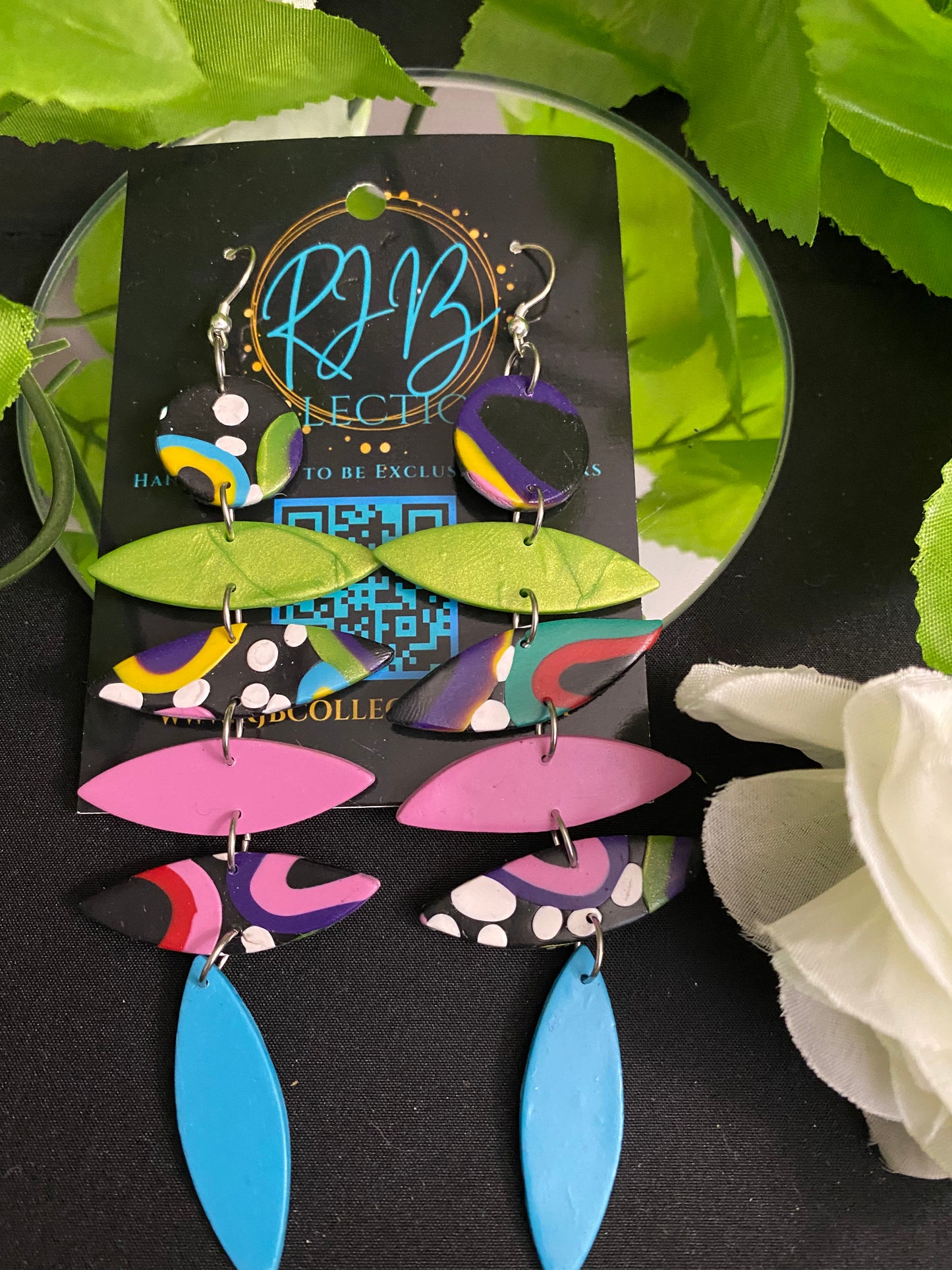 Hand Made Polka Dot Multi-Colored Dangled Earrings