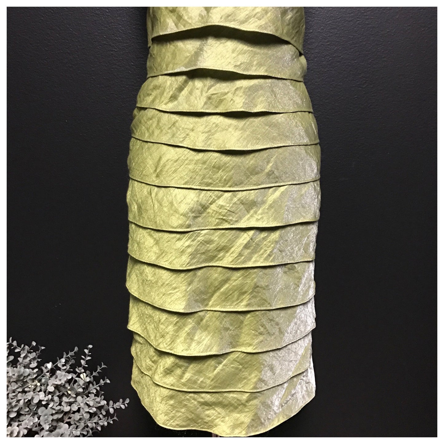 London Times Lime Green Formal Tier Dress, US Size 4 - NEW