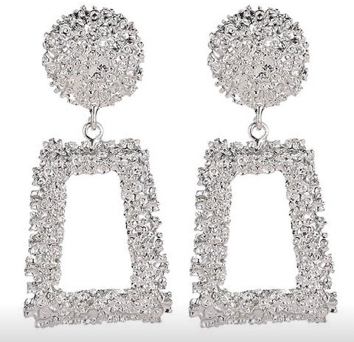 Geometric Trapezoidal Long Metal Earrings - Gold & Silver