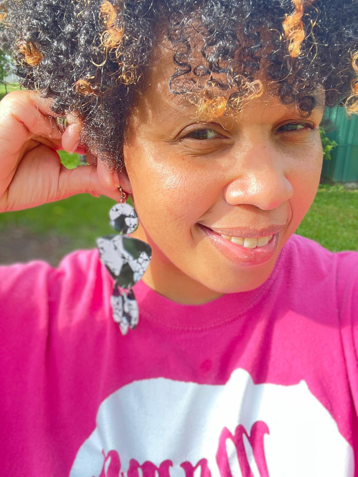 Hand Made Black and White Dangled Earrings