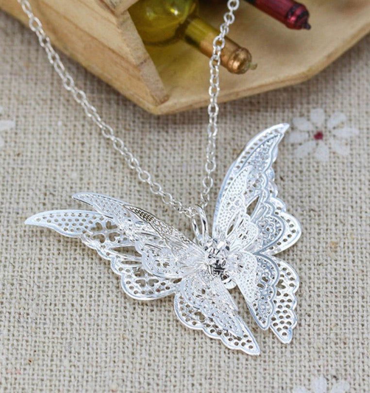 Silver Butterfly Pendant and Chain