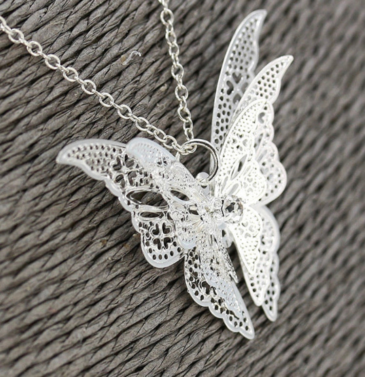 Silver Butterfly Pendant and Chain
