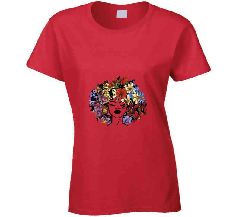 Floral Afro Ladies T Shirt