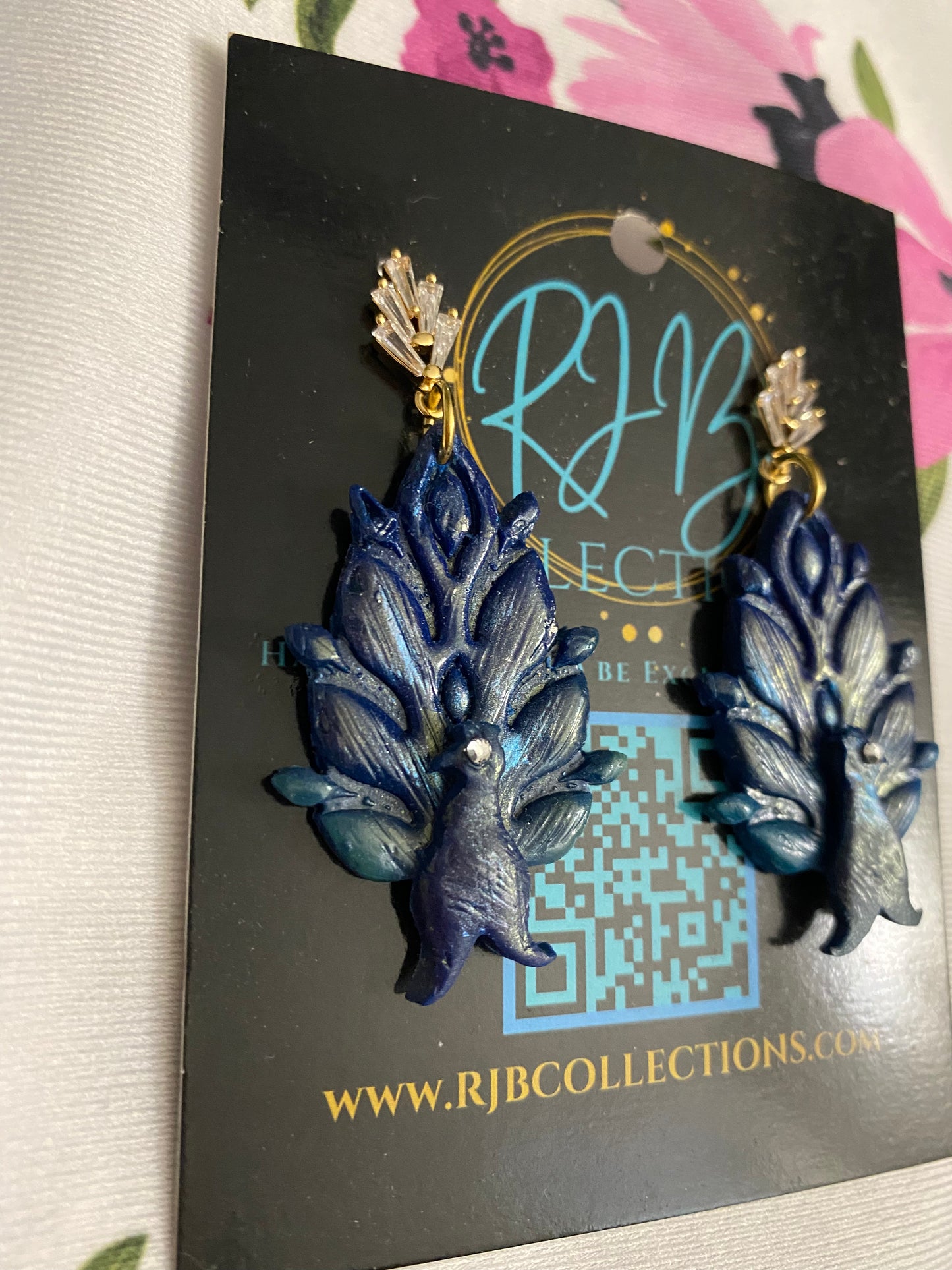 Handmade ELEGANT Peacock Necklace and Earring Set