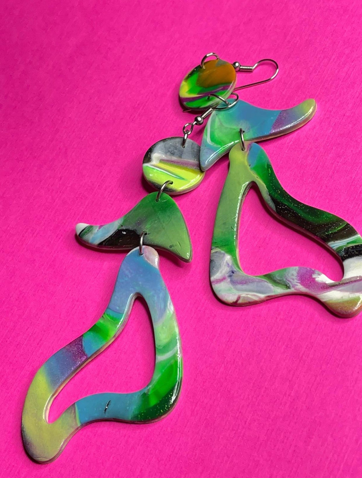 Hand Made Salsa Lady Green Theme Dangle Earrings