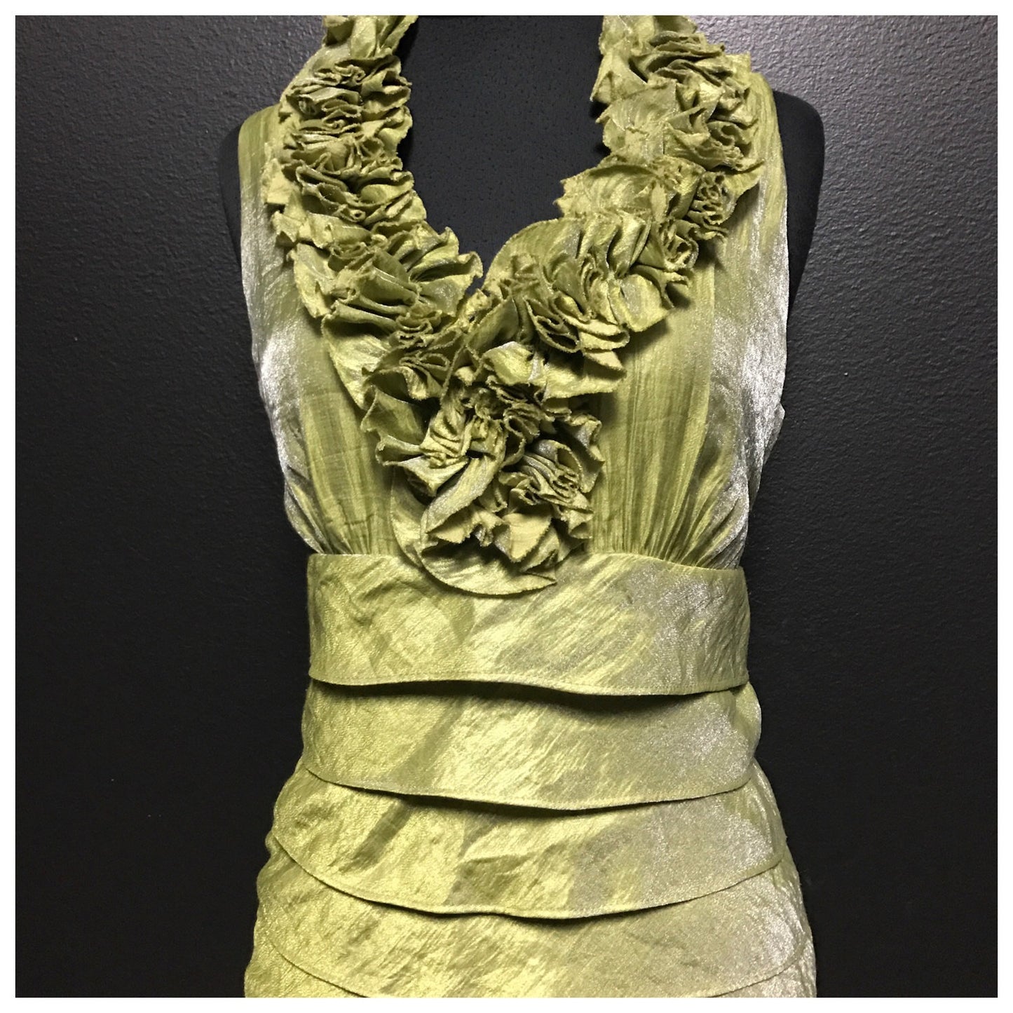 London Times Lime Green Formal Tier Dress, US Size 4 - NEW