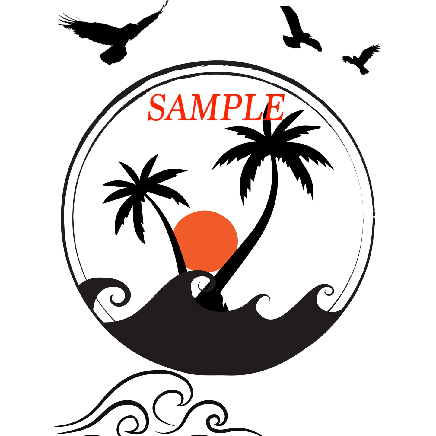 Beautiful 18” x 24” Palm Trees with Sunset in the background Framed Art