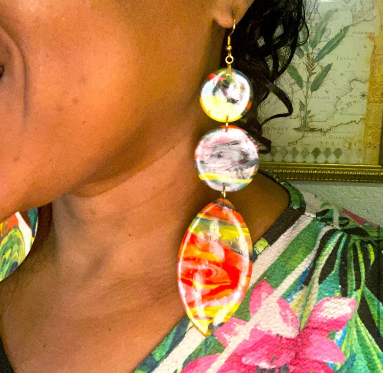 GLOW IN THE DARK Handmade Dangle Garden Greenery Earrings