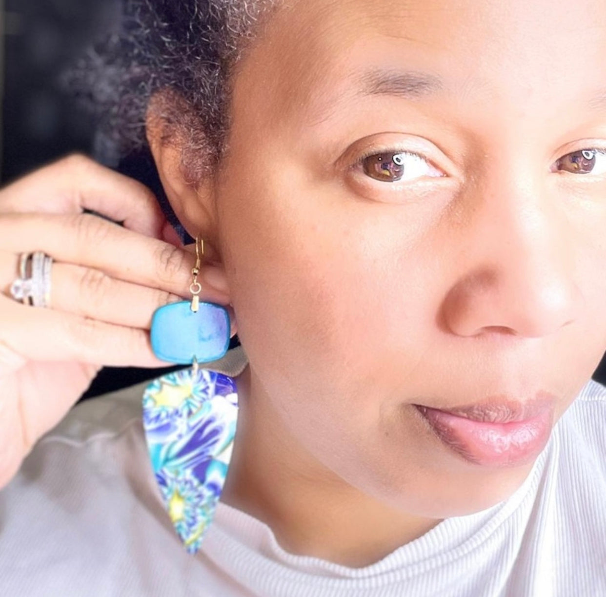 Handmade Long Dangle Multi-Floral Earrings