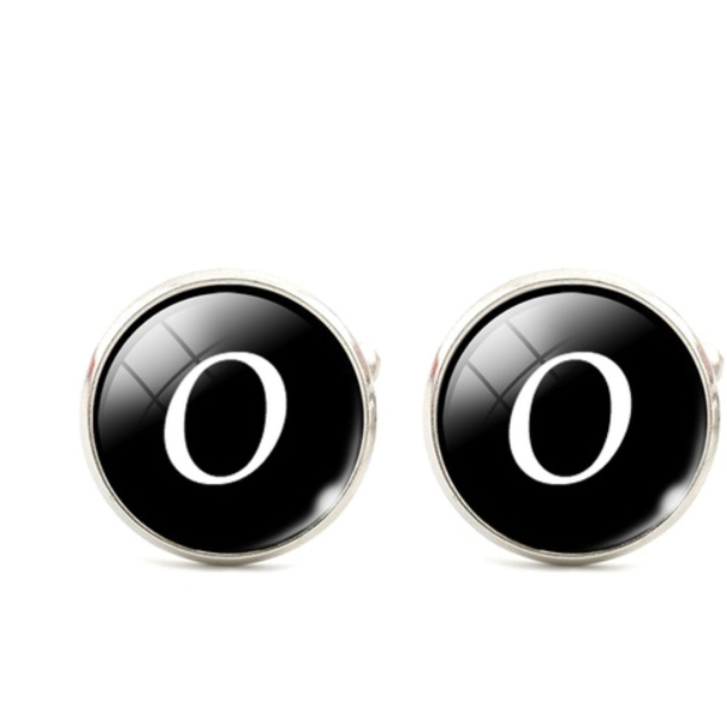 Men's Monogram / Initial Cuff Links - Black & Silver (A-Z)