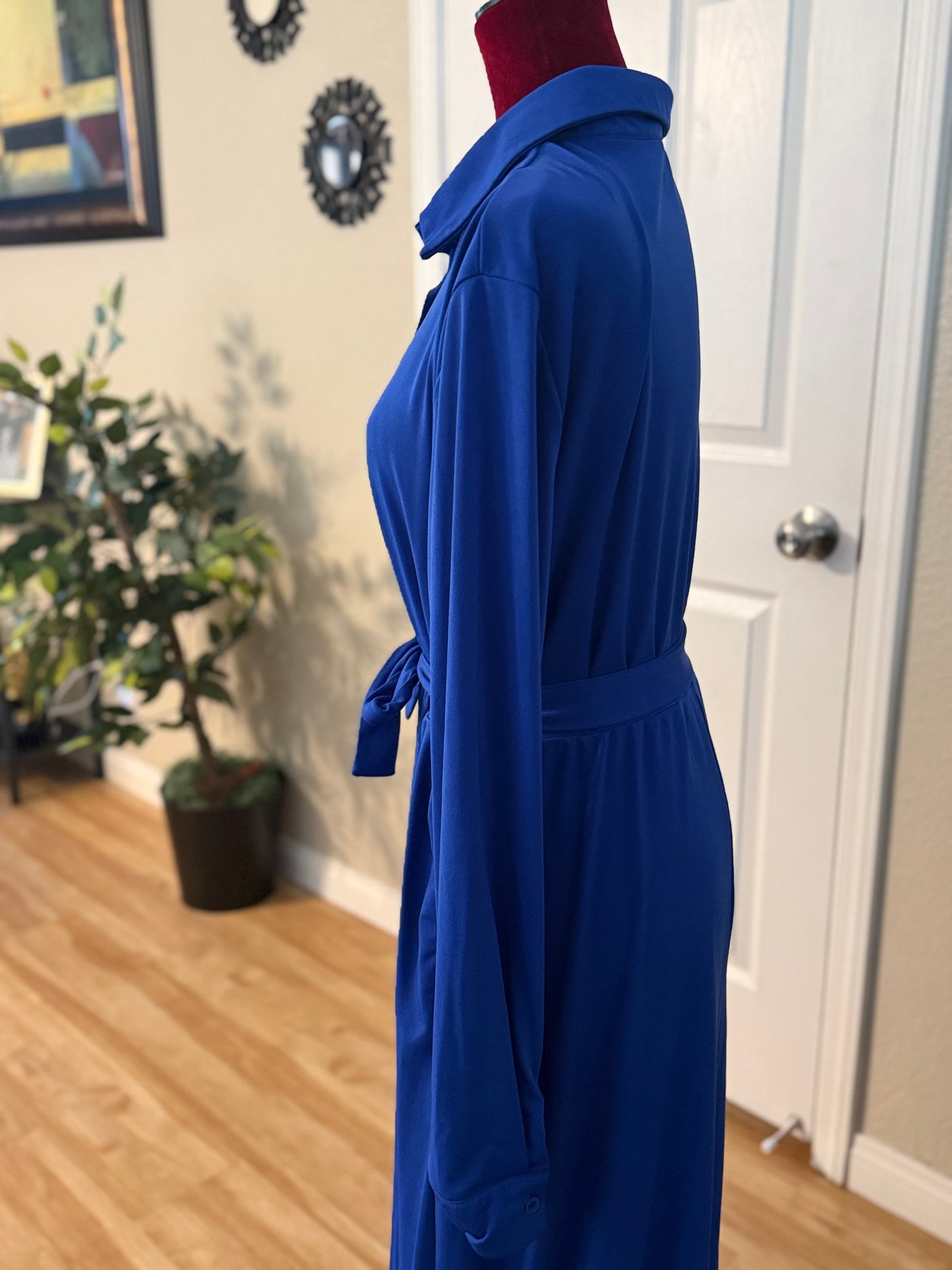 Plus Size Button Down Maxi Length Dress, 2XL