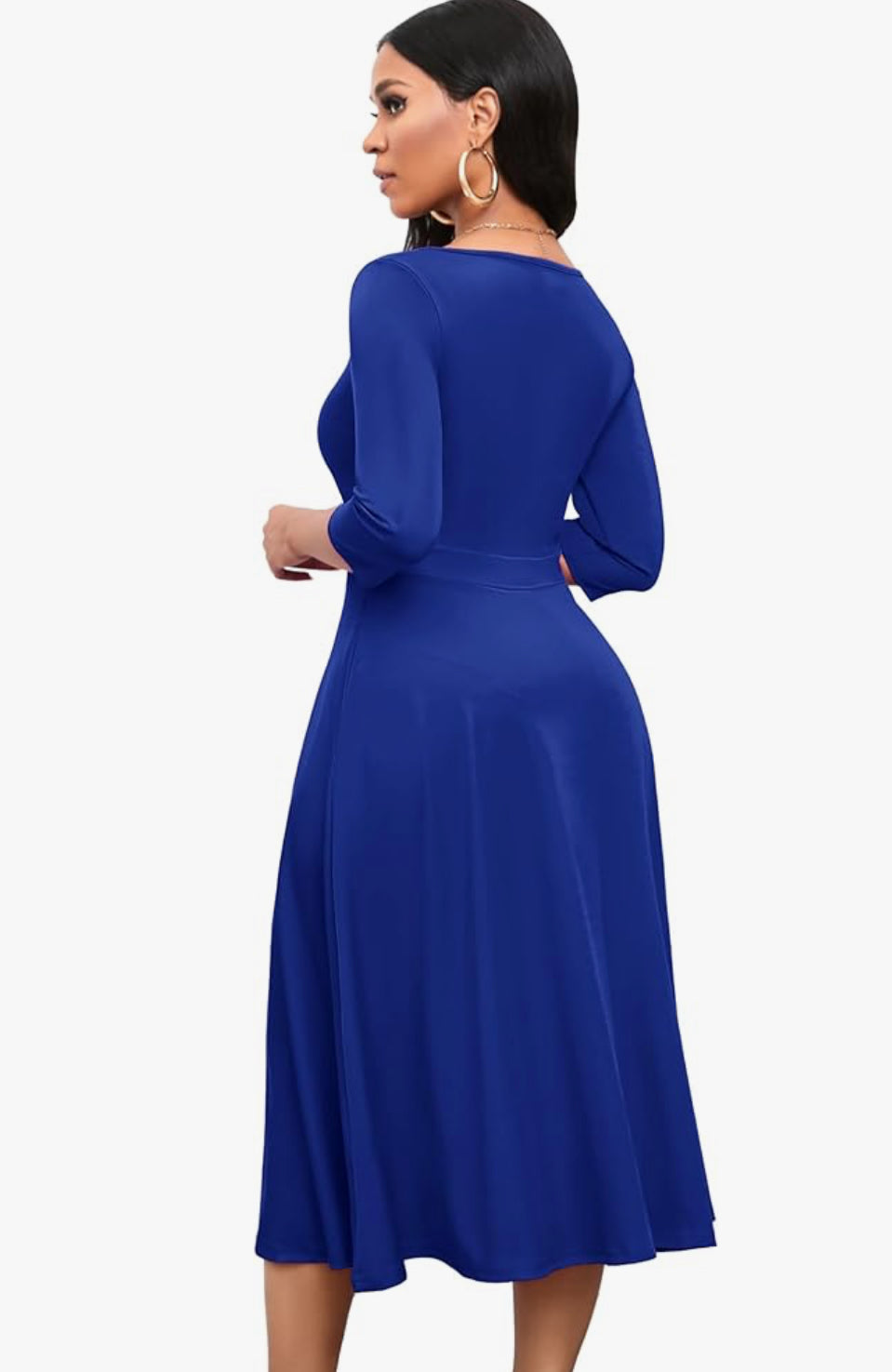 Casual Wrap Flared Dress, Sizes Small - 3XLarge (Blue Dress)