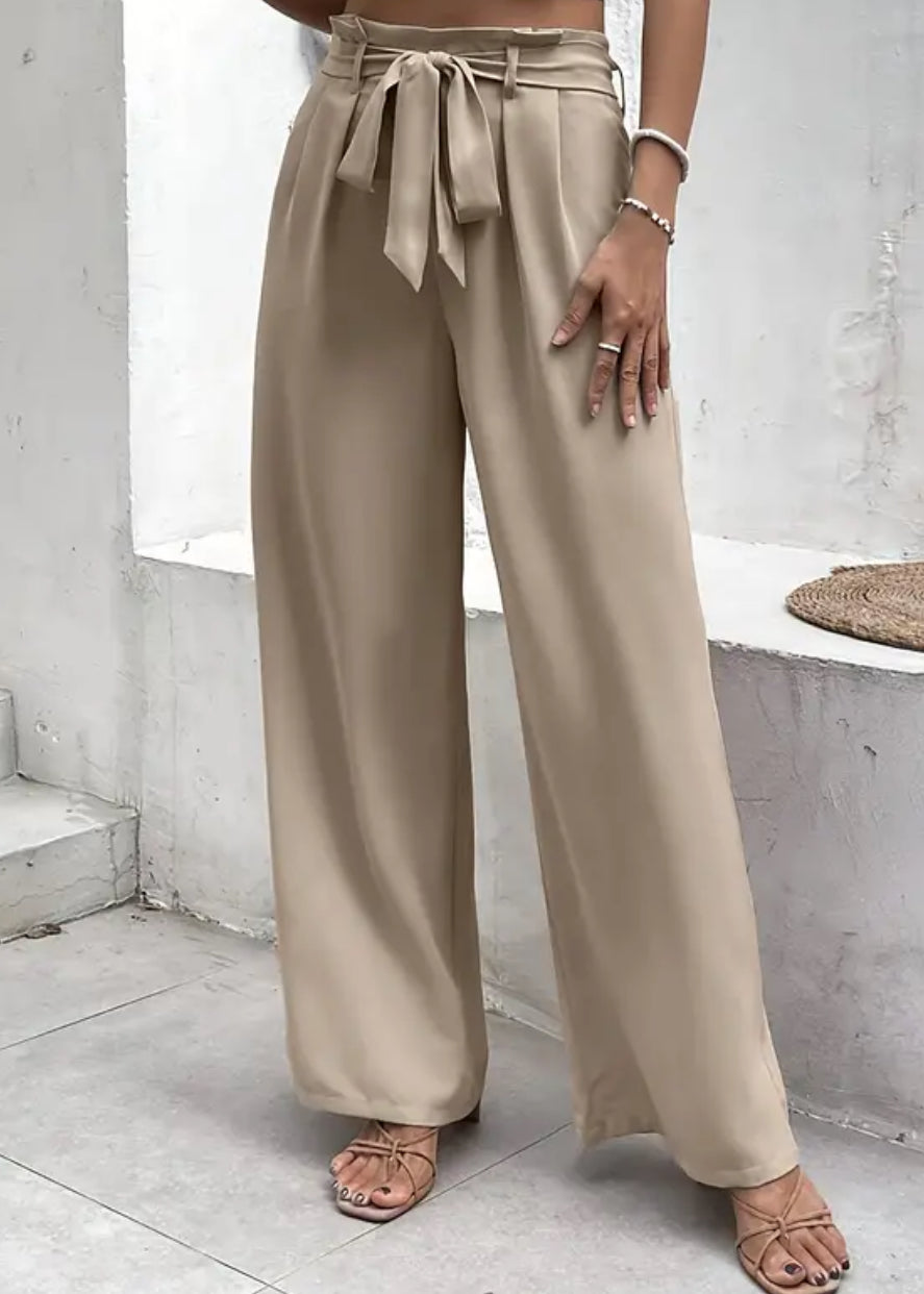 Bow Tie Frenchy Waist Belted Wide Leg Pants, Six Colors, US Sizes 2 - 20