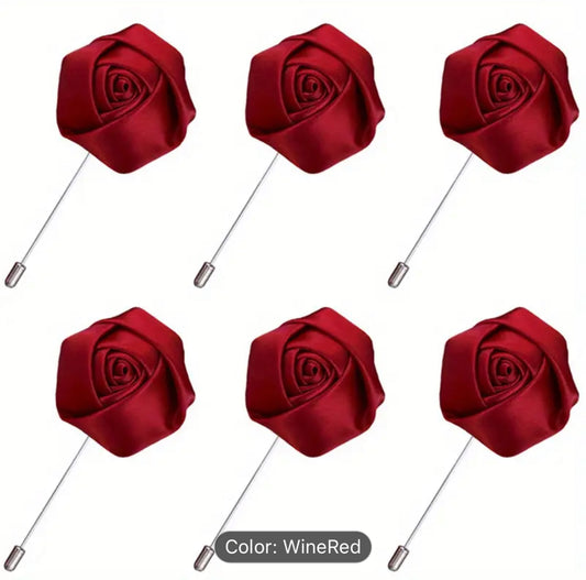 Men’s Rose Lapel Pin - Red Wine