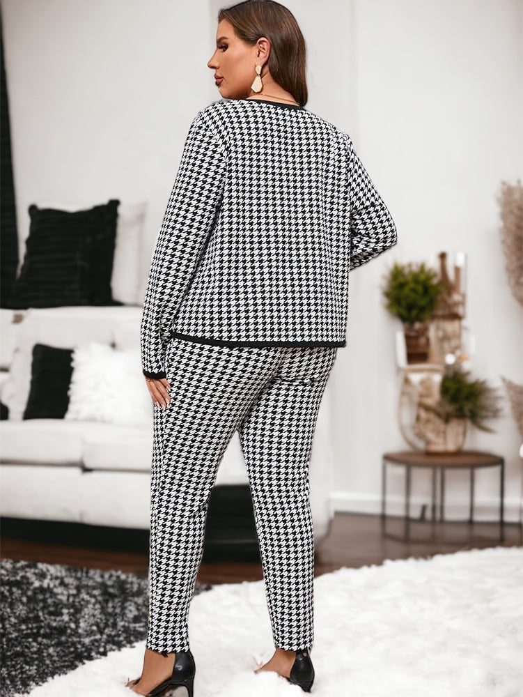Two-Piece Houndstooth Pants and Jacket Set (US Sizes 4 - 20)