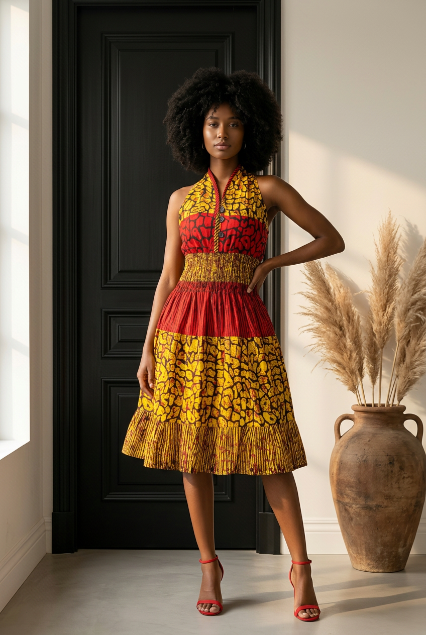 Woman's Mid-Length Smock Dress Print 693/5006