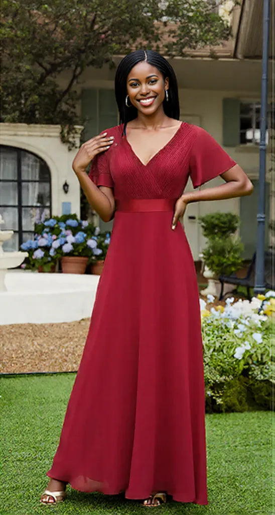Surplice Flutter Sleeve Maxi Dress, Two Color Choices – Uylee's Boutique