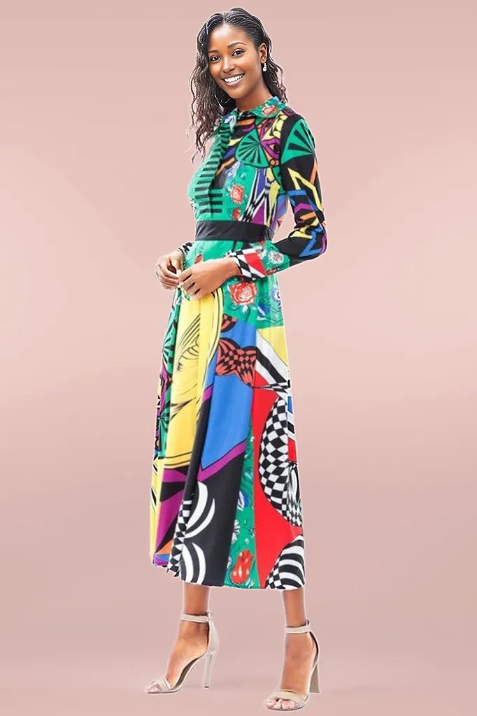 BY CLAUDE FULL LENGTH MULTI-COLOR MAXI DRESS