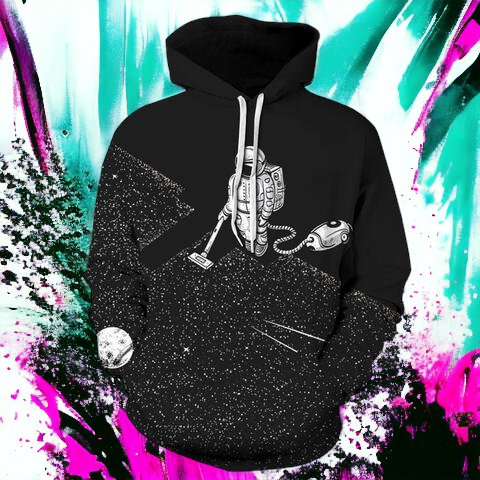 Full Size Astronaut Graphic Drawstring Hoodie