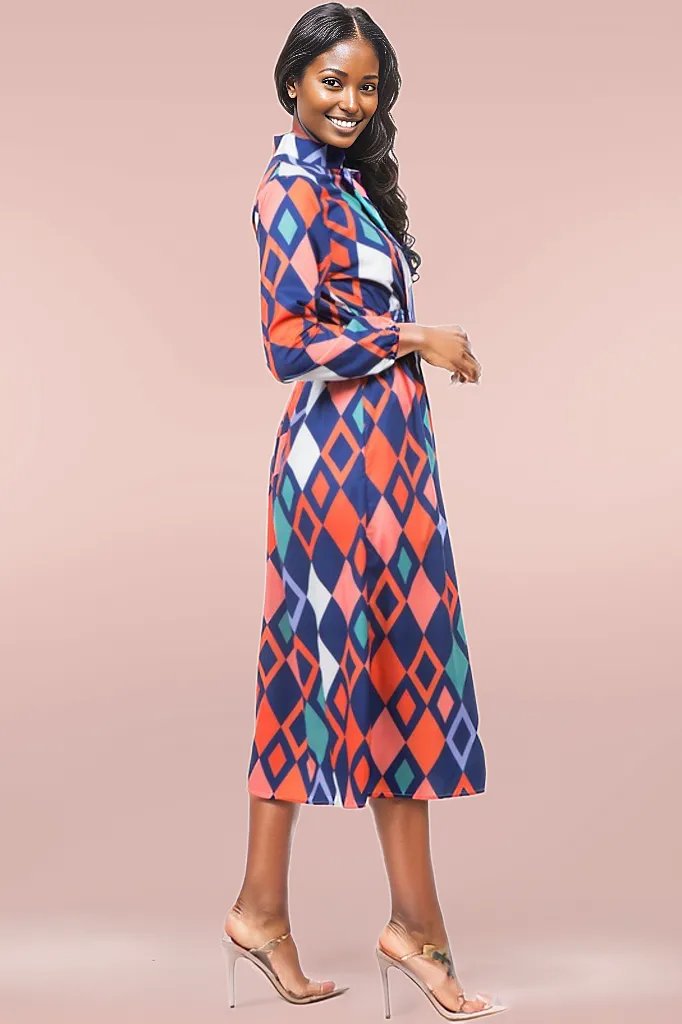 BY CLAUDE TRIANGLE PRINT DRESS