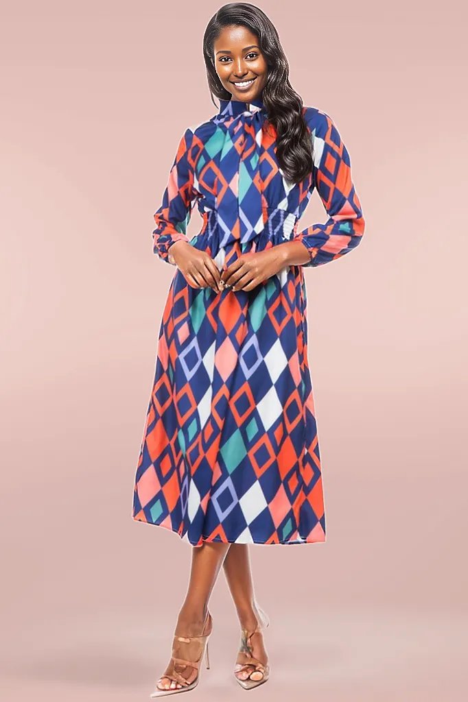 BY CLAUDE TRIANGLE PRINT DRESS