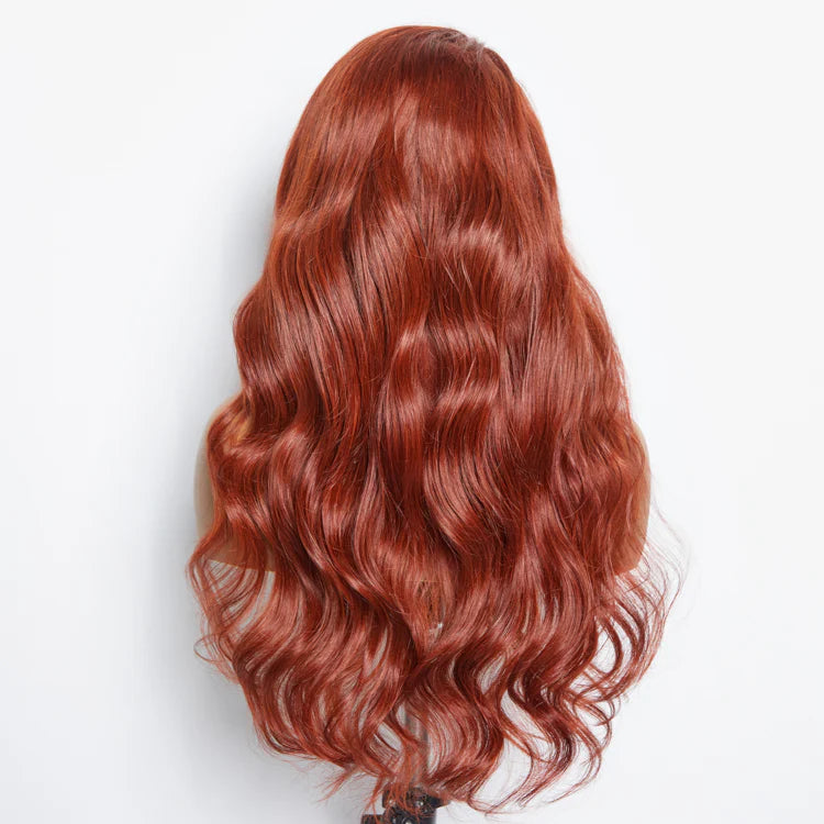 24 Inches 13"x4" Body Wavy Wear & Go Glueless #Redbrown Lace Frontal Wig-100% Human Hair