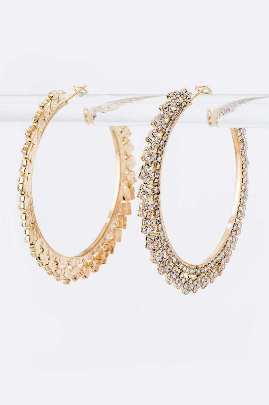 Rhinestone 60MM Iconic Hoop Earrings - Gold and Silver Available