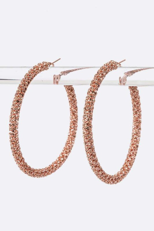 60 MM Rhinestone Wrap Around Iconic Hoop Earrings - Various Colors Available