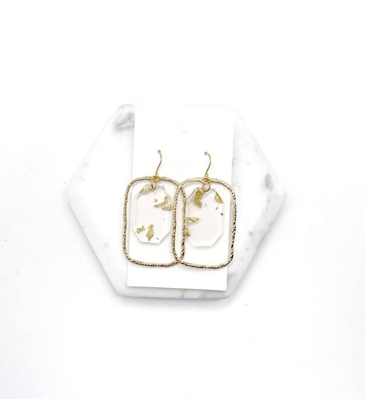 Gold Flake Acrylic Chandelier Earrings