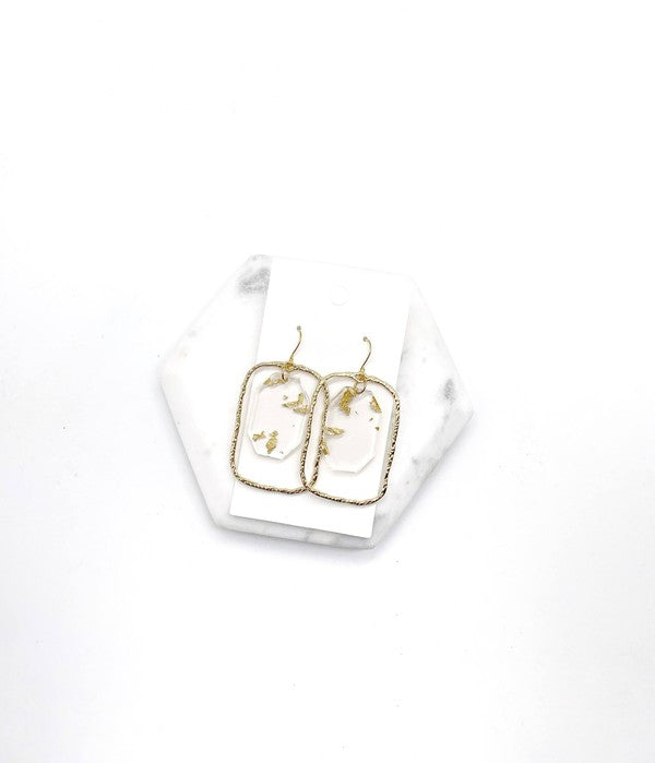 Gold Flake Acrylic Chandelier Earrings