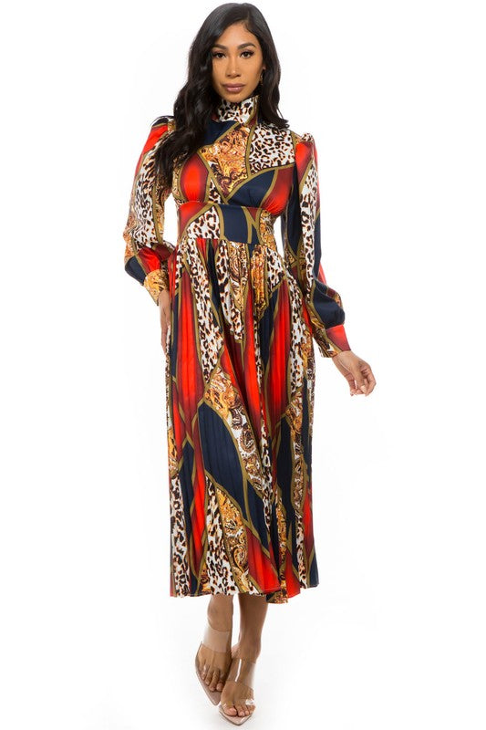 RED MULTI COLOR LONG MAXI DRESS
