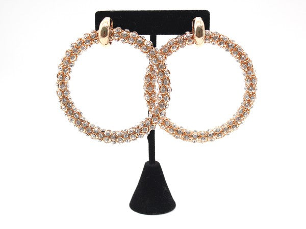 BOLD RHINESTONE HOOP EARRINGS - Silver and Gold Available
