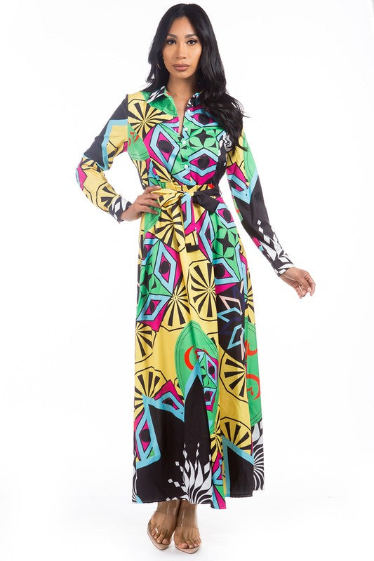 BY CLAUDE MULTI-COLOR FULL LENGTH MAXI DRESS