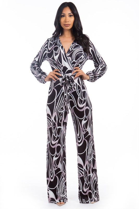 BY CLAUDE BLACK AND WHITE JUMPSUIT