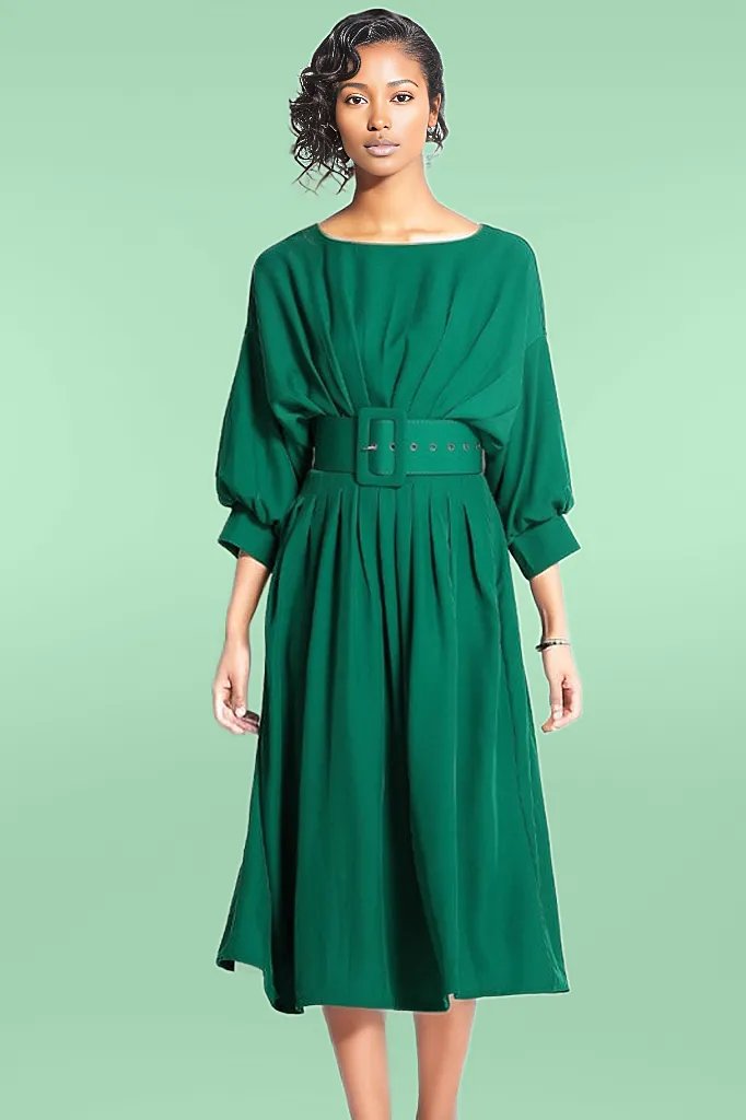 BY CLAUDE SOLID GREEN DRESS