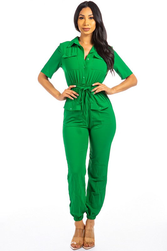BY CLAUDE SOLID GREEN LADIES JUMPSUIT