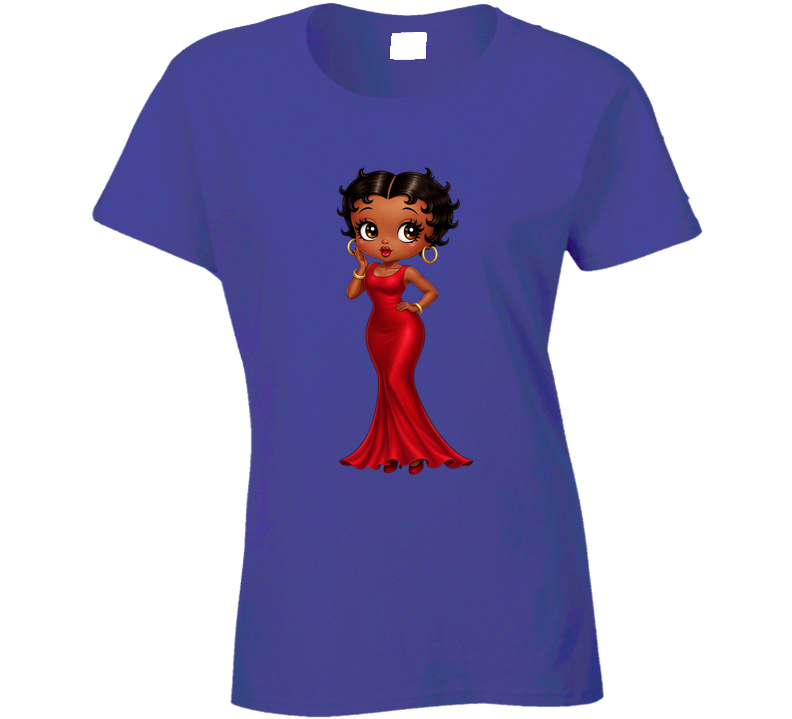 Black Woman In Red Dress Ladies T Shirt