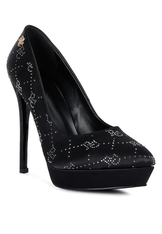 BALLARD Monogram Satin Stiletto Pumps