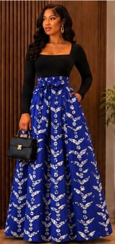 Woman Long Printed Maxi Skirt-1350 J