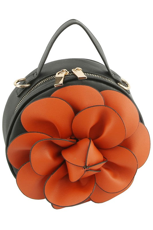 Fashion 3D Flower Round Crossbody Bag