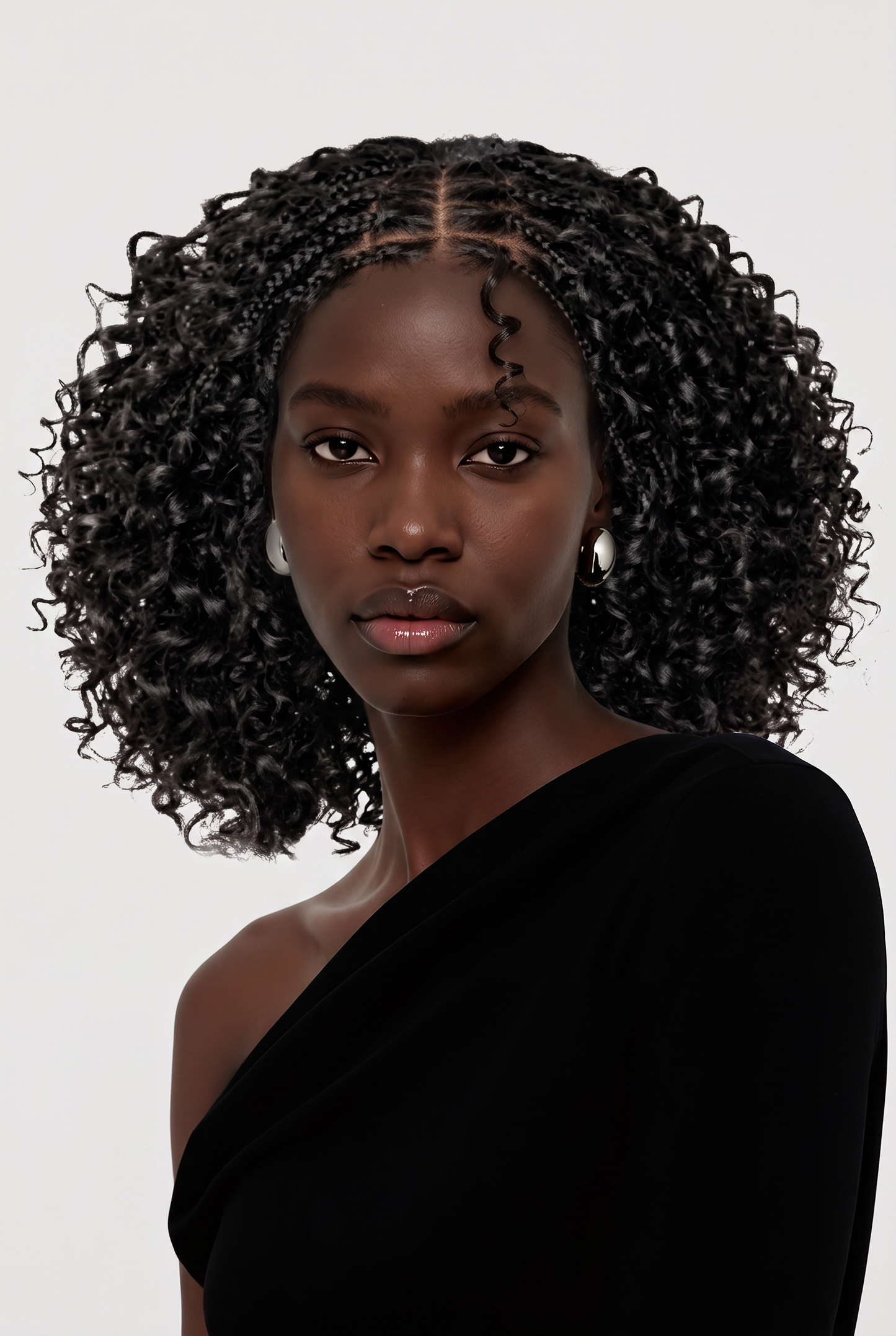 150% Density 5x5 Closure Lace with Boho Braids Pre-Cut Glueless Top Human Hair Wig Curly, 10 inches