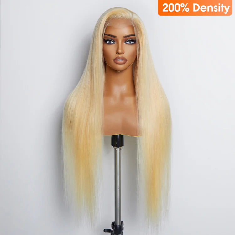 26-30 Inches Pre-Plucked 13"x4" #613 Straight Lace Frontal Wig 200% Density-100% Human Hair