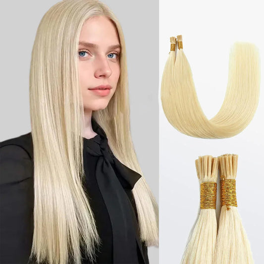 I Tip Hair Extensions Natural Remy Human Hair (#613 Lightest Blonde )